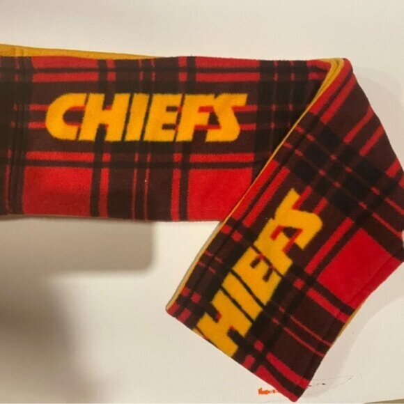 Kansas City Chiefs Red and Yellow Plaid Scarf - Picture 1 of 1